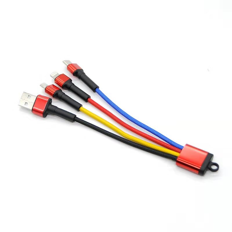 3 en 1 Câble de charge USB fonctionnel Câble de données Accessoires de téléphone portable pour Lightning Micro USB Type-C