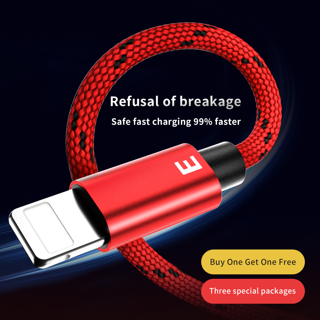 Nylon tressé 1m 2m 6ft 3m USB durable pas cher à Lightning Câbles de données de charge rapide pour le câble de chargeur iPhone
